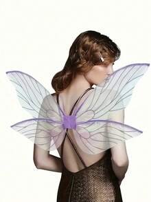1 Stück, elegante Prinzessin-Stil Feenflügel, Halloween Cosplay Kostüm Requisiten, Party Dekoration Fotografie Requisiten, Bühnenauftritt Accessoires, Zikaden Flügel Feenflügel, Party Geburtstags Requisiten, Festival Maskenball Dekorationsmaterial, Weihnachten