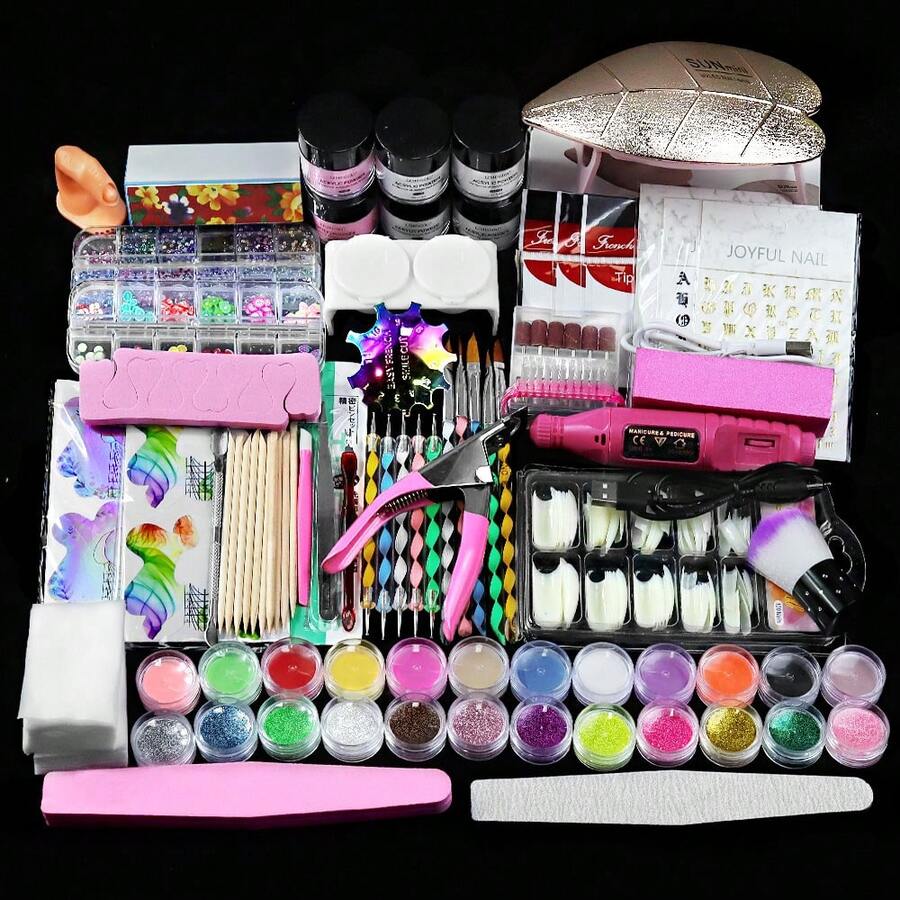 LIMEGIRL Acrylic Nail Kit For Beginners: Professional Complete Set With Drill UV Light Gel Polish Nail Art Tools For Salon Quality Manicures At Home - Nhiều màu - Xem 1
