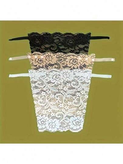 3pcs Elegant Floral Anti-Glare Bra Pads - Fashionable & Comfortable Lingerie Enhancer, Lace Knitted Padding For Women,Color Random