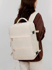 Expandable Backpack, Men's Large Capacity School Bag, Business Trip Luggage, Backpack, Travel Bag, Women's Computer Bag Back-To-School Season - Beige - View 4