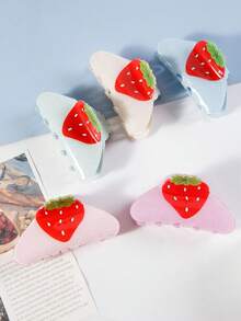 1pc New Creative Strawberry Claw Clip, Casual Summer Beach Hair Claw Hair Clip, Elegant Hair Accessories Fashion Hair Clutch Elegant Hair Jaw Clip - Multicolor - View 2