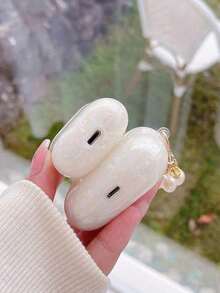 Iridescent Seashell & Butterfly Case Compatible With AirPods 4, Luxury Aesthetic Pearl Luster Protective Hard Cover For Women & Girls, Fashionable Anti-Drop Earphone Shell 8WW7 - Màu be - Xem 5