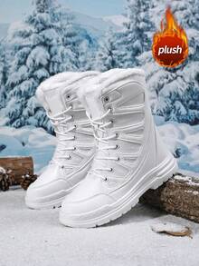 Women's Snow Boots, Anti-Slip, Waterproof, Outdoor Climbing, Thick Warm Winter Shoes - White - View 2
