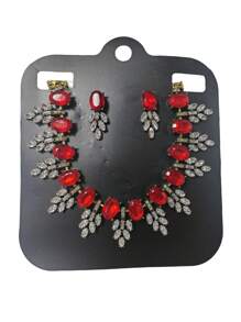 3pcs Women Colorful Crystal Necklace Set New Accessories European And American Fashion Handmade Exaggerated Colorful Crystal Necklace Earrings Set