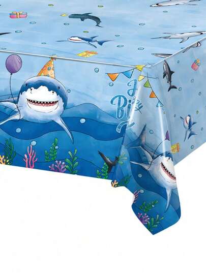 1pc Ocean Shark Birthday Disposable PE Tablecloth, B Oy Birthday Dcoration Table Cover, Party Table Decor Table Cloth,Home Decorstion Room Decortation,Ocean Theme Birthday Party Supplies Party Favor Birthday Gift, Babe Shower Party Decorstion,Racing Theme Party Decoration, Table Center Decoration,B Oy Birthday Decoration