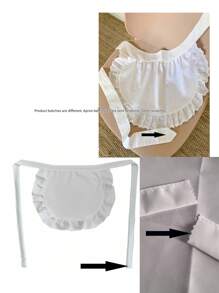 Lolita Maid Apron, Cute Soft Girl Lolita Black Bib Apron With White Lace