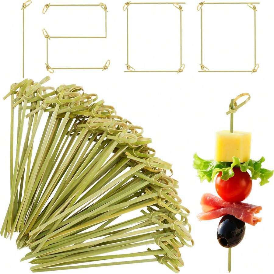 Cocktail Picks Bamboo Skewers, Fancy Toothpicks For Appetizers, Cocktail Sticks With Knot For Party Drinks Food Fruit Charcuterie Boards Accessories, Halloween And Christmas Party Supplies