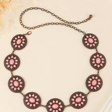 Vintage Punk Style Hollow Flower Waist Chain For Women, Fashion Retro Waist Decorative Chain, Sexy Zinc Alloy Rhinestone Waist Belt, Versatile Accessory For Dresses, Jeans, All Seasons