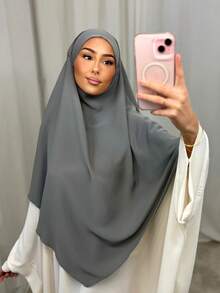 1 Khăn trùm đầu dài Khimar dành cho nữ, màu trơn, kiểu dáng cơ bản cổ điển, làm từ vải Modal mềm mại, thoáng khí, thích hợp cho cầu nguyện hàng ngày, tụ họp và thờ cúng - Khimar - Xem 5