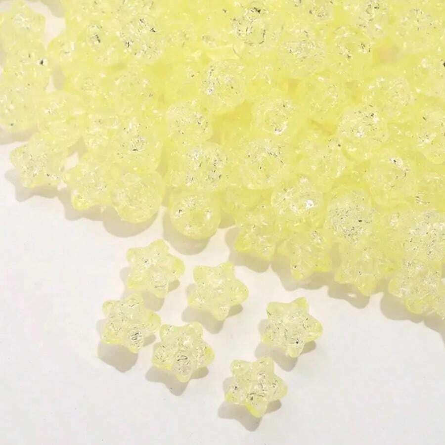 50Pcs 10mm Colored Acrylic Star Crackle Loose Beads Handmade DIY Beads Hand Beaded Bracelet Necklace Mobile Phone Chain Jewelry Accessories - 黃色 - 查看 1