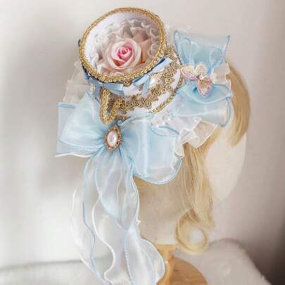 Teacup Hat. Tea Party Headpiece, Lolita Hair Accessory, Royal Rococo-Style Spanish Flat Hat, Princess Mini Hat