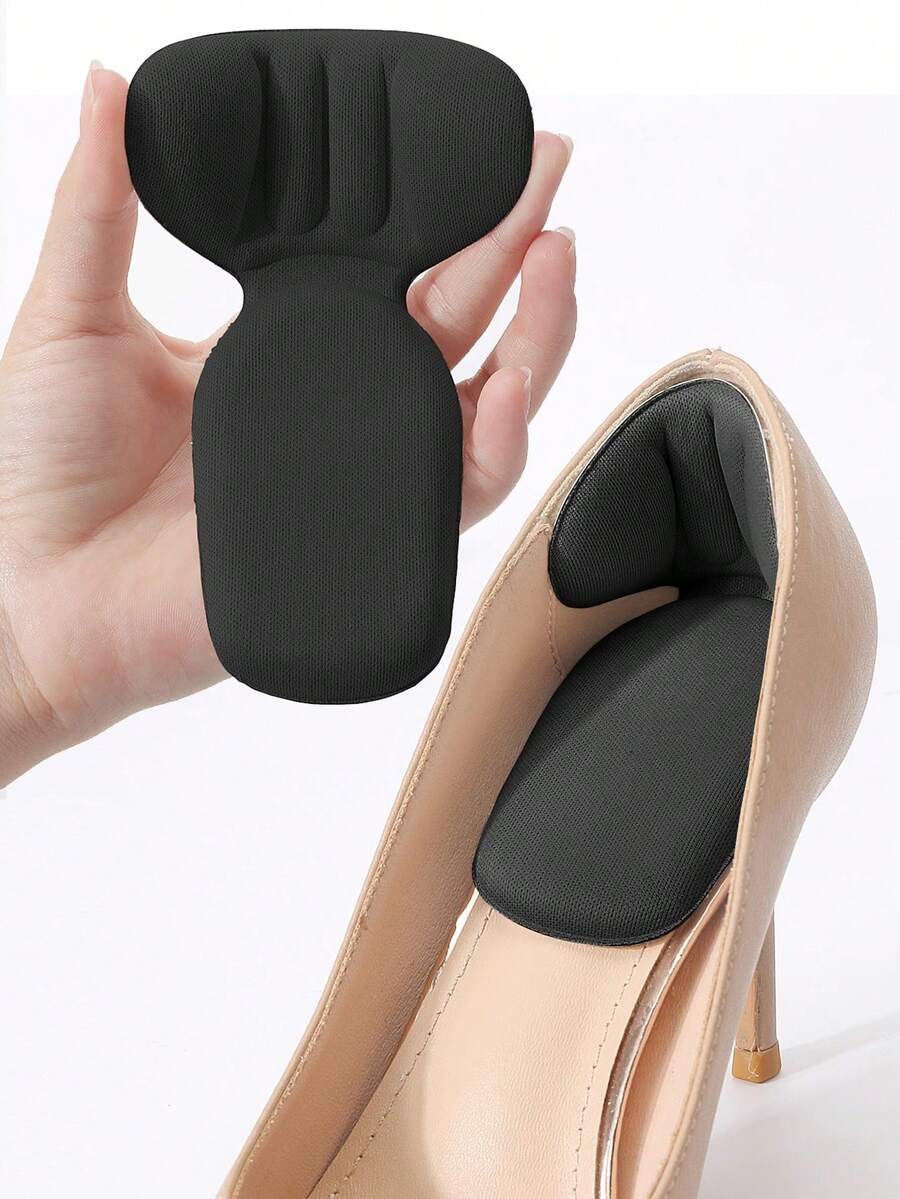 1 Pair/2 Pairs Heel Grips Liner Cushions Inserts For Loose Shoes, Heel Pads Snugs For Shoe Too Big Men Women, Filler Improved Shoe Fit And Comfort, Prevent Heel Slip And Blister  Plain    Basics  Cute    Plain / Plain Toe - Black - View 1