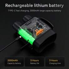 Binoculares de visión nocturna infrarroja HD 1080P con pantalla IPS de 2.8", zoom digital 10X y alcance de 800m - Lente de 50mm, recargable 2000mAh, captura de fotos/video para caza, camping, patrullaje de (Negro), Binoculares para caza