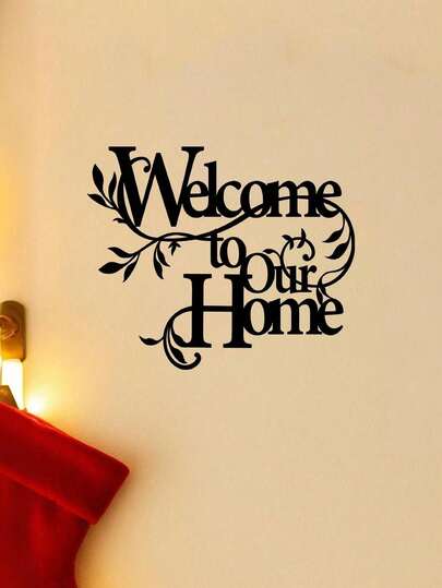 1 قطعة لافتة ترحيب معدنية لعيد الميلاد "مرحبا بكم في منزلنا"، زخرفة جدارية معلقة، لافتة ترحيب، ديكور منزلي، ديكور الشرفة وغرفة المعيشة، هدية منزلية، حرفة فنية للترحيب، ديكور الحديقة والبوابة، ديكور المنزل