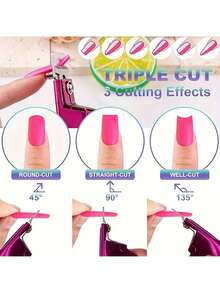 Cortaúñas con imanes, cortaúñas para uñas acrílicas, cortador de uñas artificiales falsas, recortador de puntas de uñas, herramienta de manicura y pedicura con hoja afilada para salón, hogar y belleza, cortaúñas ajustable con imanes y medidores para uñas acrílicas - Negro, cortaúñas morado, herramientas para uñas, suministros para uñas, cortaúñas, herramientas para uñas, corta uñas, guillotina de uñas. Regalo de Navidad perfecto