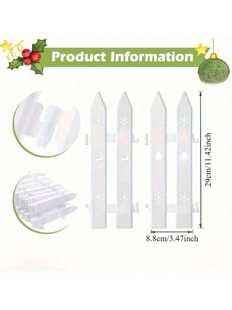 8/16 件白色圣诞树栅栏，圣诞树驼鹿雪花迷你栅栏装饰，适用于圣诞派对室内外花园家居装饰 - 彩色 - 查看 2