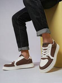 ​Men's Cloud White & Tawny Brown Hand-Featured Comfort Shoes - Urban Garden Wellness Sneakers For Year-Round City Living​ - 米色 - 查看 4