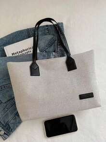 Geantă de mână colorată cu capacitate mare, geantă de umăr pentru sala de clasă universitară, rucsac, rucsac pentru întoarcerea la școală, capacitate mare, ușoară, portabilă, potrivită pentru adolescente, femei, studenți, alegerea ideală pentru întoarcerea la școală, universitate, liceu - Multicolor - Vizualizare 3