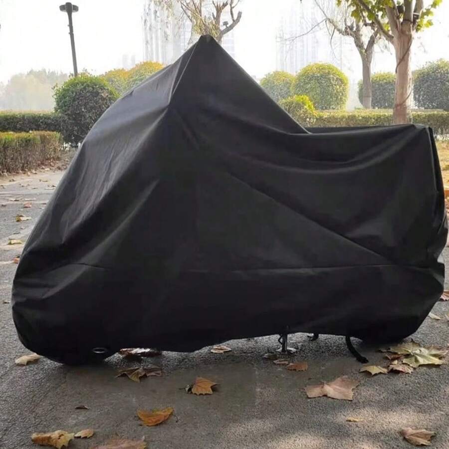 1pc Heavy Duty EVA All-Season Motorcycle Bicycle Cover - Waterproof, UV-Resistant, Snow-Proof, Fits Most Vehicles, Black & Gray, Outdoor Vehicle Protection, Fashionable Motorcycle Cover, UV-Resistant Covering - Multicolor - View 1