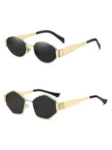 1 pereche/2 perechi ochelari de soare unisex cu ramă ovală din metal vintage boem, potriviți pentru petrecere, subțierea feței, purtare zilnică și accesorii fotografice