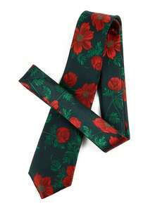 ZLQ&GOU 1 pieza Corbata de poliéster jacquard con estampado floral de moda para hombres, azul y púrpura de 2.75 pulgadas de ancho, elegante y adecuada para fiesta, boda y ocasiones festivas - Multicolor - Ver 4