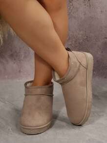 Fall/Winter 2025 New Women's Wool Slippers, Sheepskin Fur Lined Thick Sole Snow Boots, Slip-On Mules, Fashionable Outdoor Wear - Beige - View 6