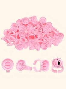50/100/200pcs Round Eyelash Extension Glue Rings, Eyelash Glue Fixator, Flare Lash Trays, Eyelash Extension Supplies - Multicolor - View 5