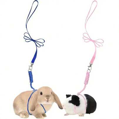 Handmade Braided Rabbit Leash, Adjustable Pet Harness Leash For Small Animals Like Ferret, Hamster, Guinea Pig