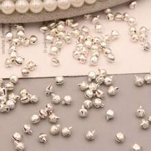 200个/包，尺寸可选6毫米/8毫米/10毫米/12毫米，装饰铃铛，适用于DIY工艺品、节日装饰、狗项圈配件、手机挂绳配件、万圣节和圣诞节装饰、圣诞礼物和房间装饰 - 銀色 - 查看 6