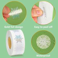 1 Roll Foil Silver Snowflake Transparent Stickers, Gift Wrapping DIY, Christmas & New Year Sealing Stickers