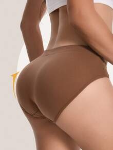 5Pcs Seamless Panties Mid Waist Maillard Color Women's Briefs Lifting Buttock High Elasticity Panty Comfortable & Breathable Woman Lingerie Ladies Flat Belly Sheath Underwear