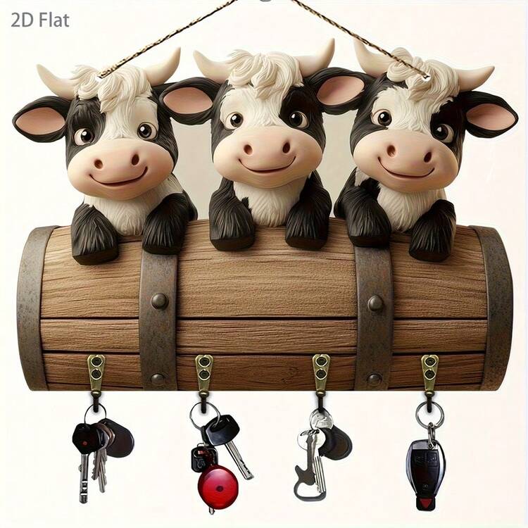 2D Flat Wall Decoration Storage Hooks - Animal Model Decoration Hooks For Storing Keys, Pendants And Bags - 杏色 - 查看 5