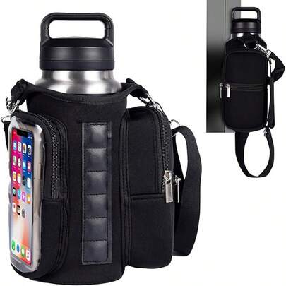 Bolsa de fitness magnética unisex con correa de hombro ajustable, bolsillo magnético, portabotellas de agua, adecuada para viajes, trabajo, deportes, bolsa portabotellas de agua con bolsillos