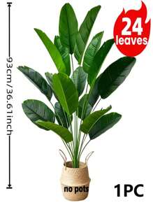 Planta artificial grande y hermosa de 92,96 cm con hojas de plátano tropicales simuladas, 24 hojas anchas, para decoración del hogar, adecuada para bodas, hoteles, jardines, Navidad, Pascua, Día de Acción de Gracias, Día de la Madre, Día de San Patricio, pasillos, salas de estar, oficinas, sin maceta incluida