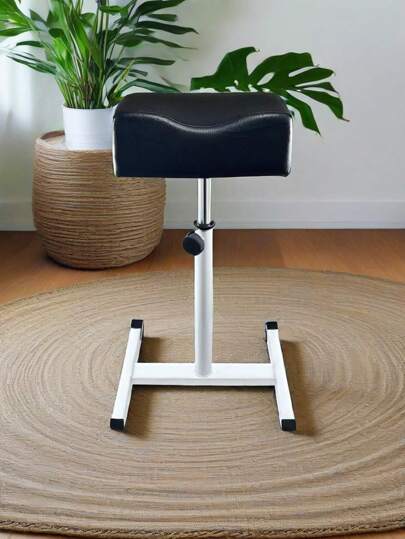 Pouf Pedi Stool – Cura dei piedi per salone di bellezza, altezza regolabile, similpelle, struttura in metallo robusto, nero, salone di bellezza