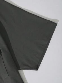 100%纯棉男士休闲短袖V领T恤，搭配美式短裤，适合旅行/度假/户外露营 - 灰色 - 查看 8