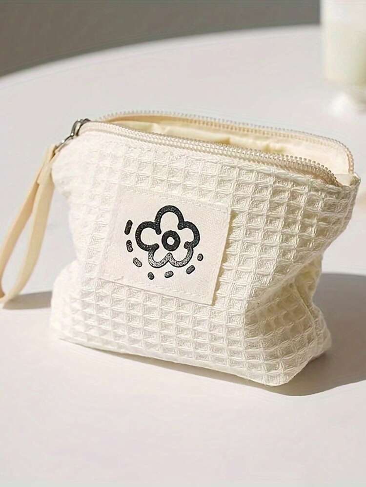 簡約花卉小錢包，可愛華夫格零錢包，旅行托特包，化妝品收納袋，適合萬聖節或聖誕節禮物，旅行收納袋 - 彩色 - 查看 4