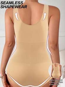 MLeyhoice 无缝连体衣，塑形瘦身，增强腹部控制力 - 杏色 - 查看 3