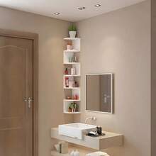 7-Layer Floating Corner Shelf - Space-Saving Corner Storage Rack, Durable Plastic Structure, Easy-To-Install Adhesive Mounting - Modern Minimalist & Bohemian Style, Suitable For Living Room, Bedroom, Bathroom, Kitchen - Perfect Organizer For Books, Decorations, Plants - Ideal For Small Apartments & Home Offices, Multi-Functional Shelf With Adhesive Installation