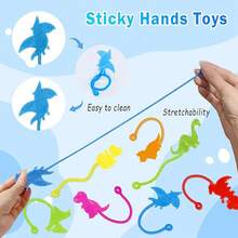 6/12/24/72个恐龙粘手玩具，恐龙主题派对礼品，弹性恐龙粘手玩具，可用作礼品袋填充物，适合课堂奖励、嘉年华、生日派对、万圣节、圣诞节礼物、皮纳塔填充物，款式和颜色多样 - 彩色 - 查看 2