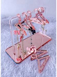 Earring Hanger Rack With 8 Coat Hangers, Acrylic Earring Holder Display Stand, Ear Studs Hanging Earrings Organizer Women Girls,Gold