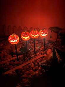 Halloween Stake Lights Outdoor Solar Lighted 3D Pumpkins Solar Lights Halloween Easy Install Lantern Solar For Garden Yard Walkway Decoration