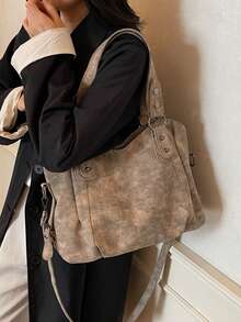 New Arrival Large Capacity Minimalist Casual Tote Bag - Khaki - View 9