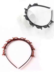 1/2pcs Women's Woven Headband, Double-Layer Hollow Pressure Hair Hoop, Bangs Hairband Decor, Suitable For Daily Outing, Casual, Party, Commuting, Vacation, Face Washing, Makeup, Summer Outfit Matching And DIY, Summer Hair Clip, Headband, Cute Hair Accessories - Multicolor - View 11