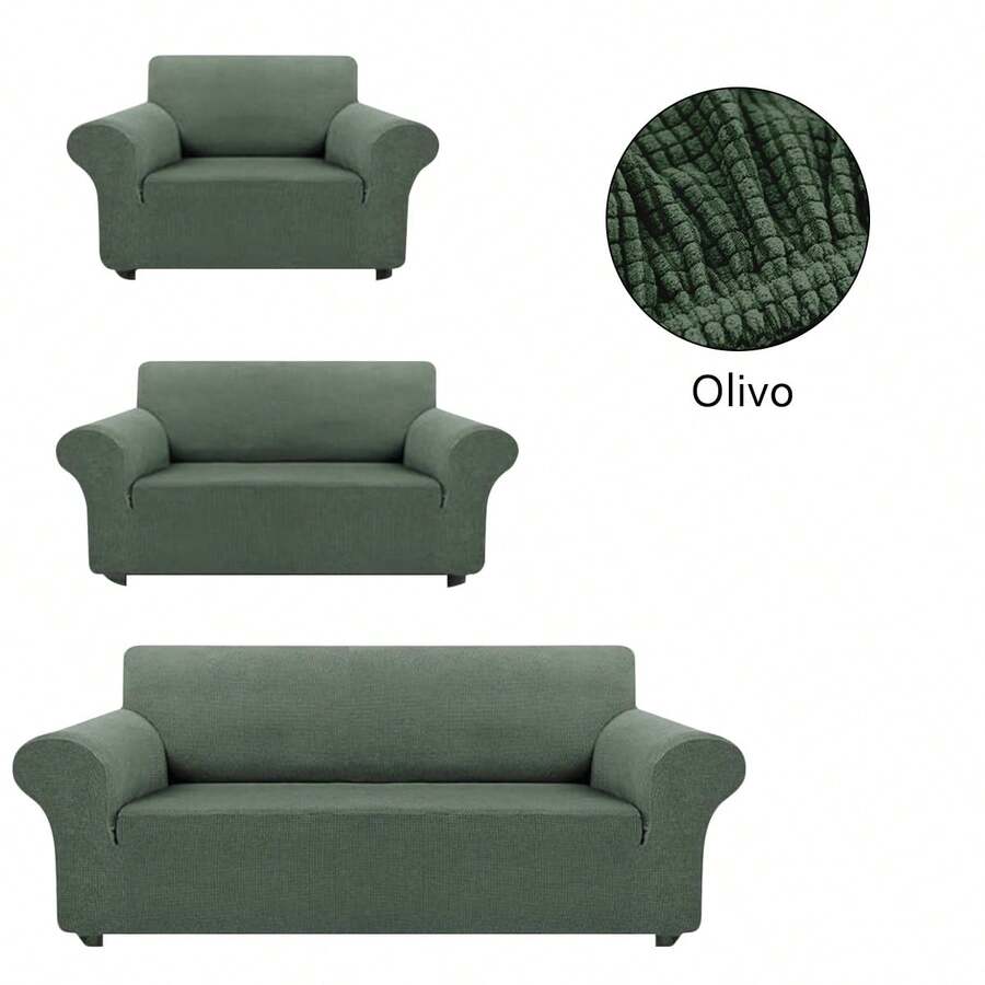 AMOROSA Juego De 3 Fundas Elásticas Para Sofá (1 Plaza, 2 Plazas, 3 Plazas) Cubre Sillones Para Sala Cobertura Completa Antideslizante Lavable Cómoda Y Ajustable Para Salas Para Casa