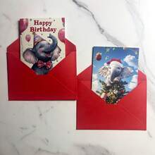 1pc/2pcs Funny Elephant Themed Greeting Cards, Suitable For Birthday, Thank You, Christmas And More Occasions, Perfect Gift For Animal Lovers, Birthday Or Holiday, Unique Cards For Family, Friends And Colleagues