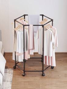 1 Percha de ropa multifuncional con ruedas, adecuada para interiores, exteriores, balcón, dormitorio, estantes de almacenamiento de ropa ahorradores de espacio, tendederos para colgar ropa - Tendedero de ropa multifuncional - Ver 4