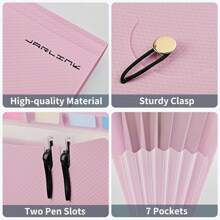JARLINK Pockets Expanding File Folder, A4 Size Accordion File Folders With 12 Labels, Cute Paper Organizer, Portable Document Organizer Home College School Office Supplies, Macaron Pink
