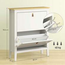 Contemporary White Two-Drawer Shoe Storage Cabinet For Entryway Organization - Stylish And Functional Design - 白色 - 查看 6