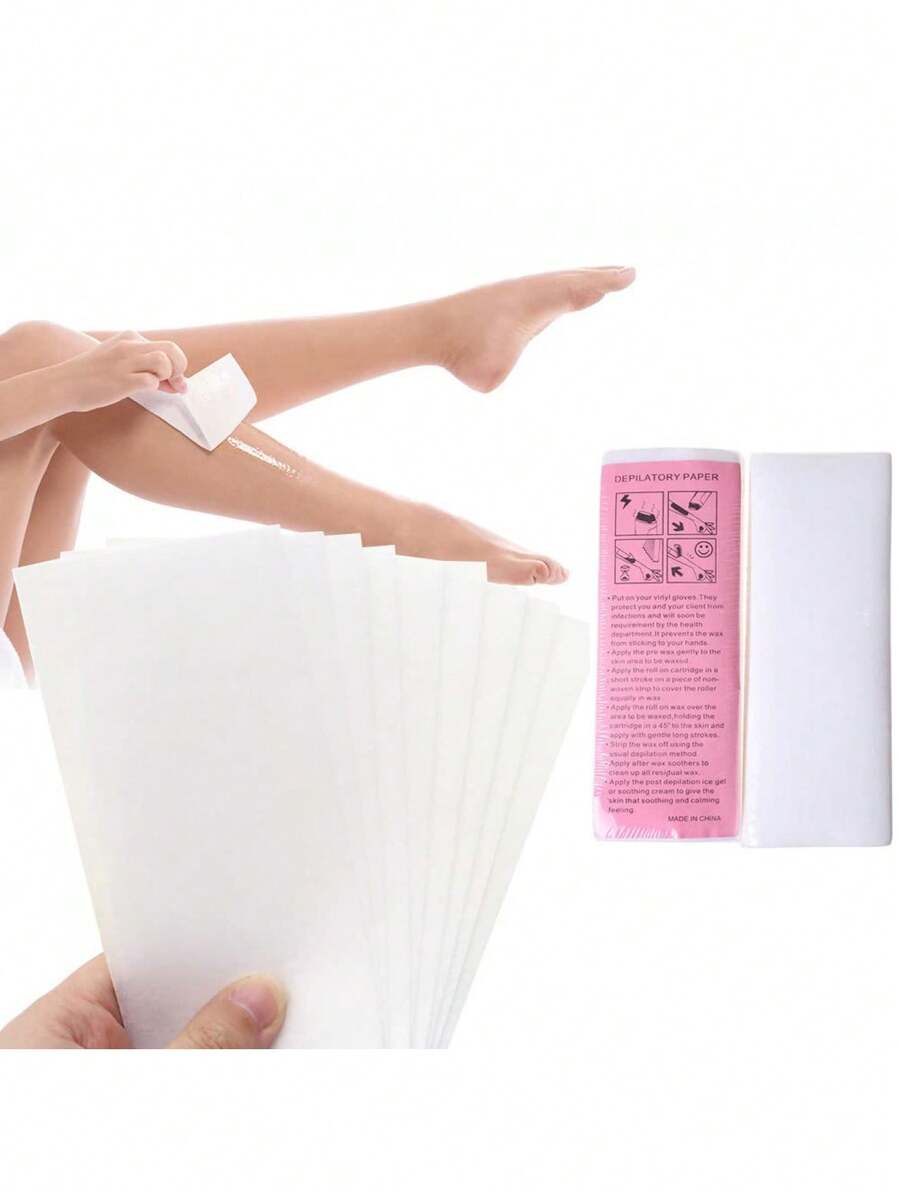 100 piezas de tiras de cera depilatoria de tela no tejida profesional para Body y rostro, 20 x 7 cm, adecuadas para mujeres y hombres - Multicolor - Ver 1